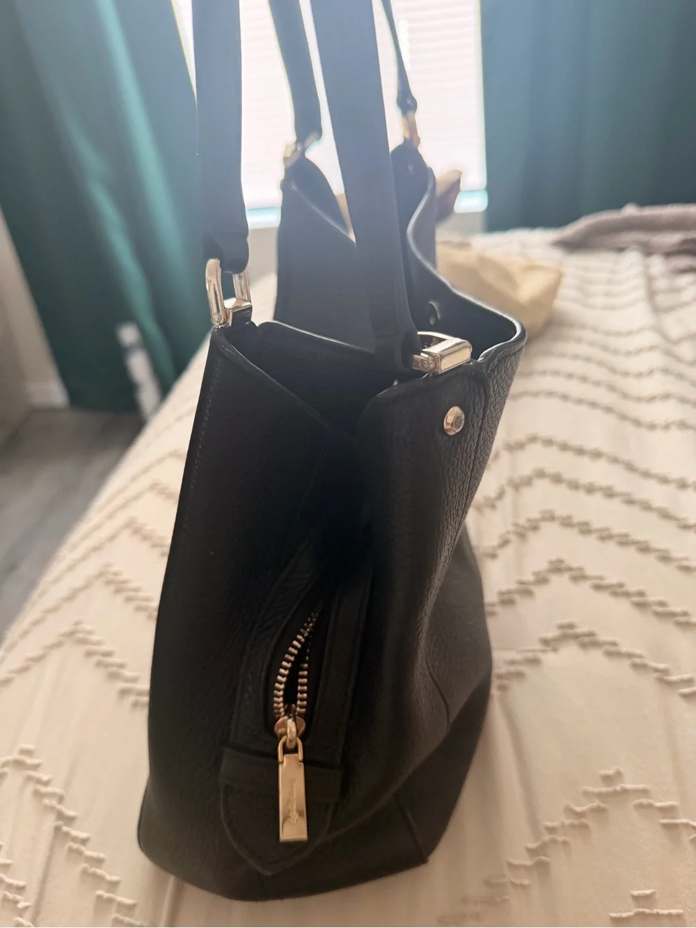 kate spade Black Pebbled Leather Double-Handle Shoulder Bag - Picture 2 of 5